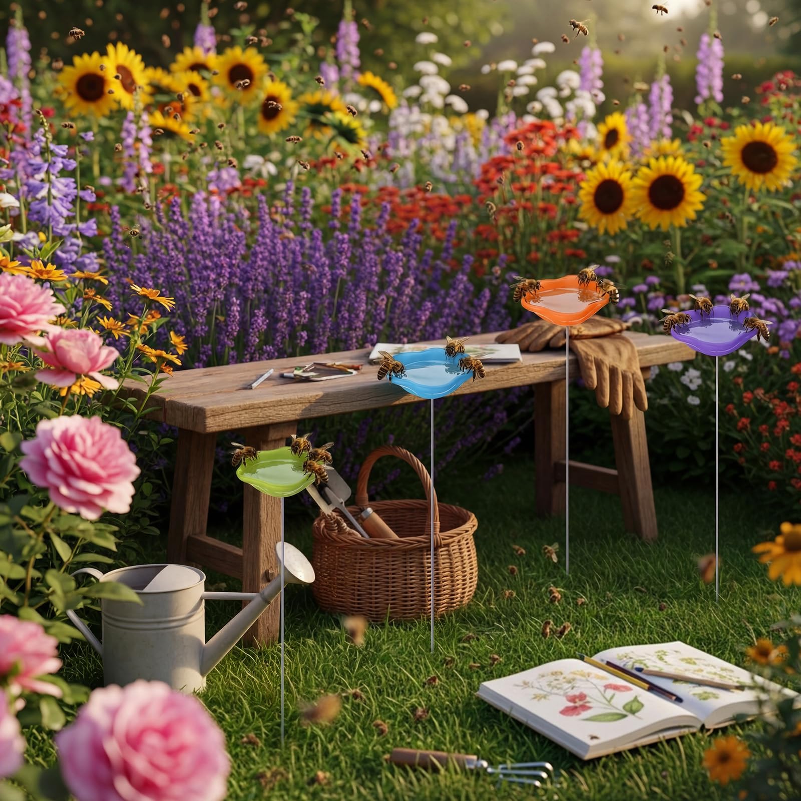 Ferrochef in garden near flowers attracting pollinators naturally