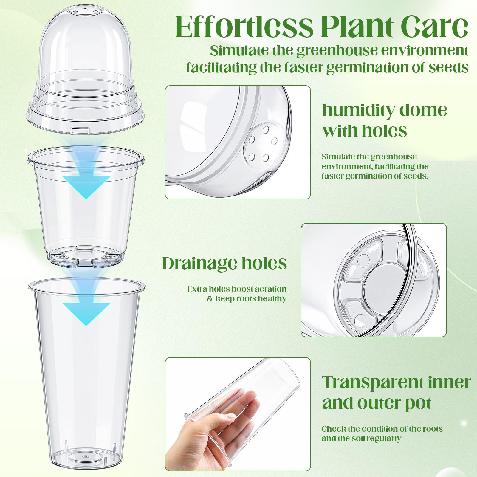 Ferrochef clear pot revealing healthy root growth and easy monitoring advantage