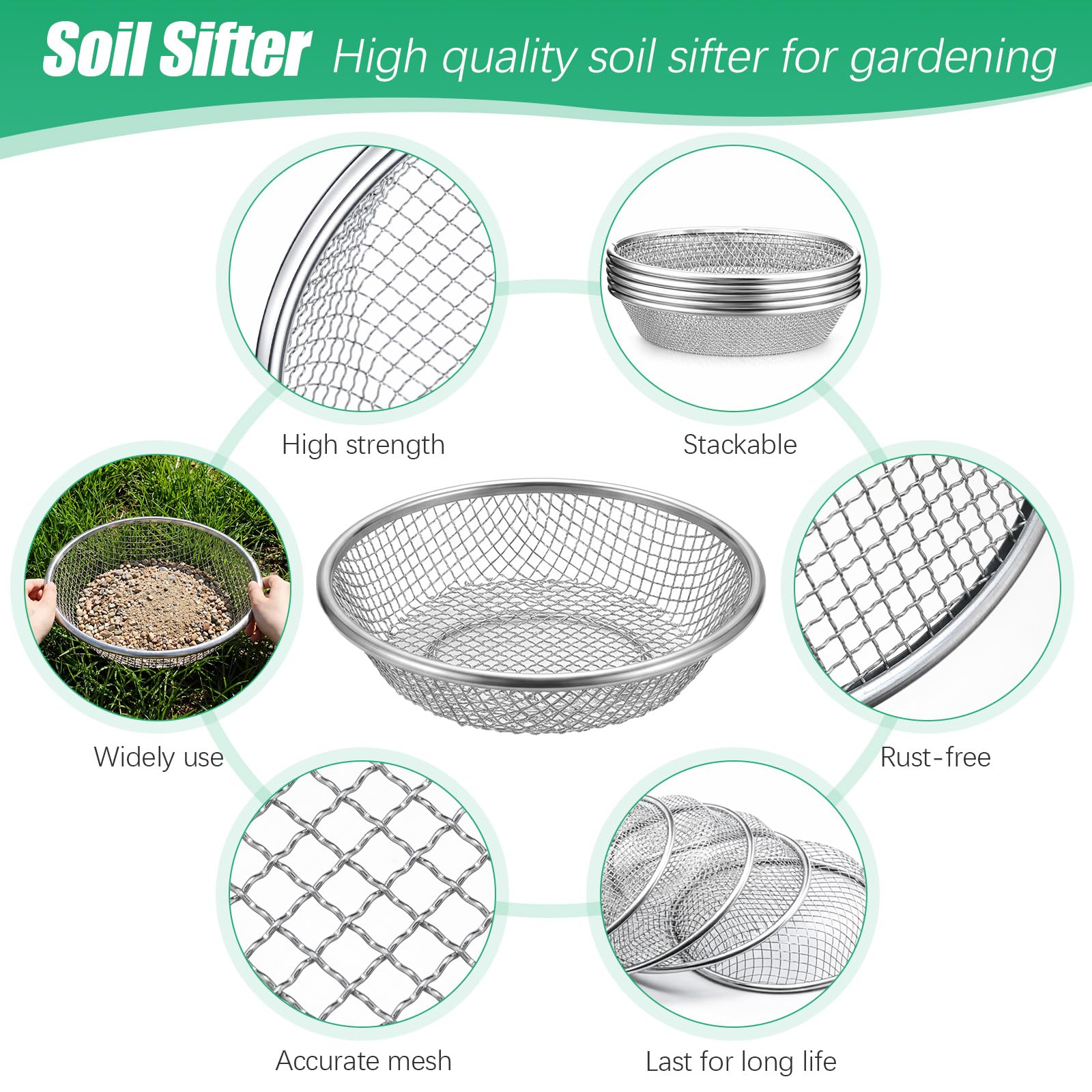 Ferrochef sifting fine soil through the 2mm mesh for cleaner potting mix