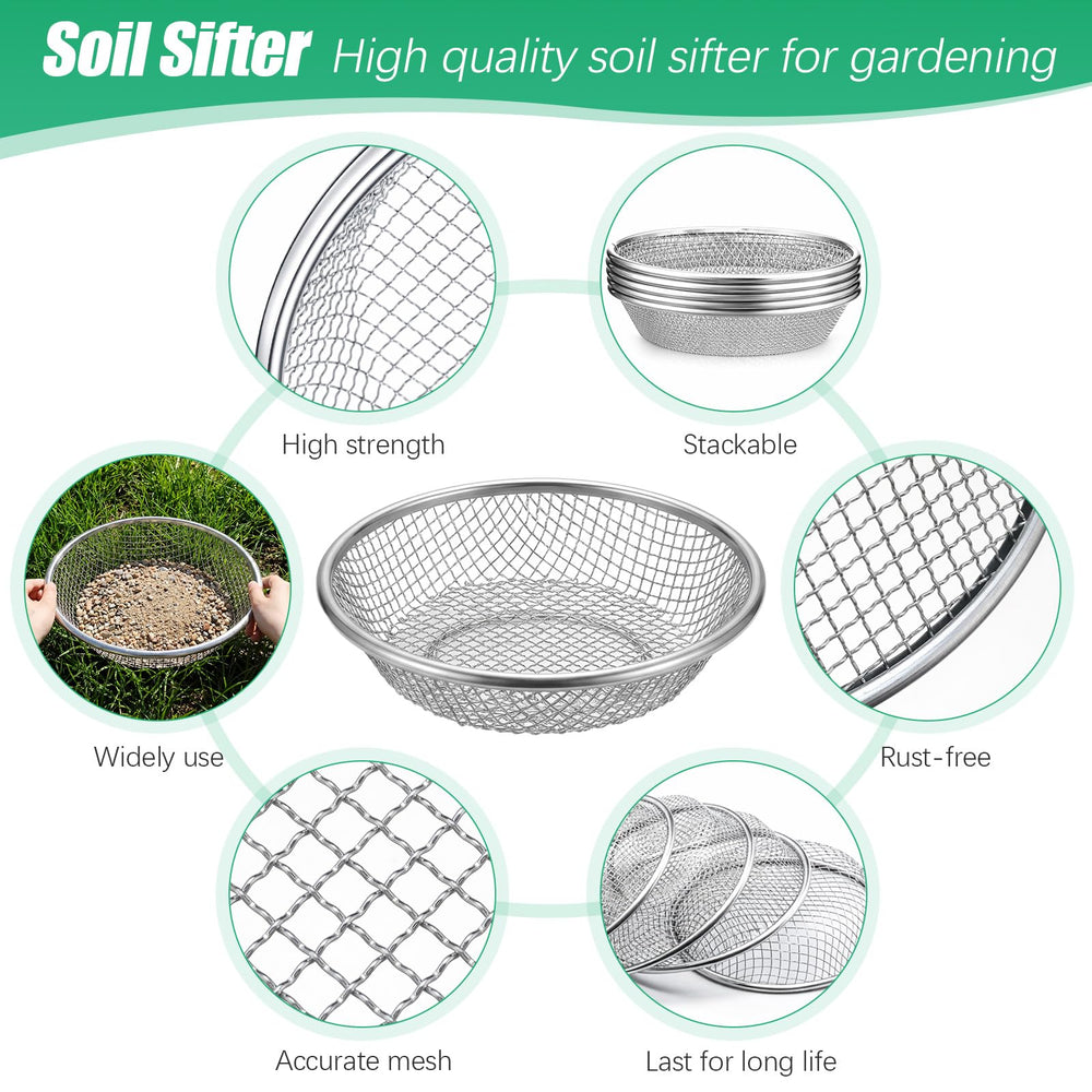 Ferrochef sifting fine soil through the 2mm mesh for cleaner potting mix