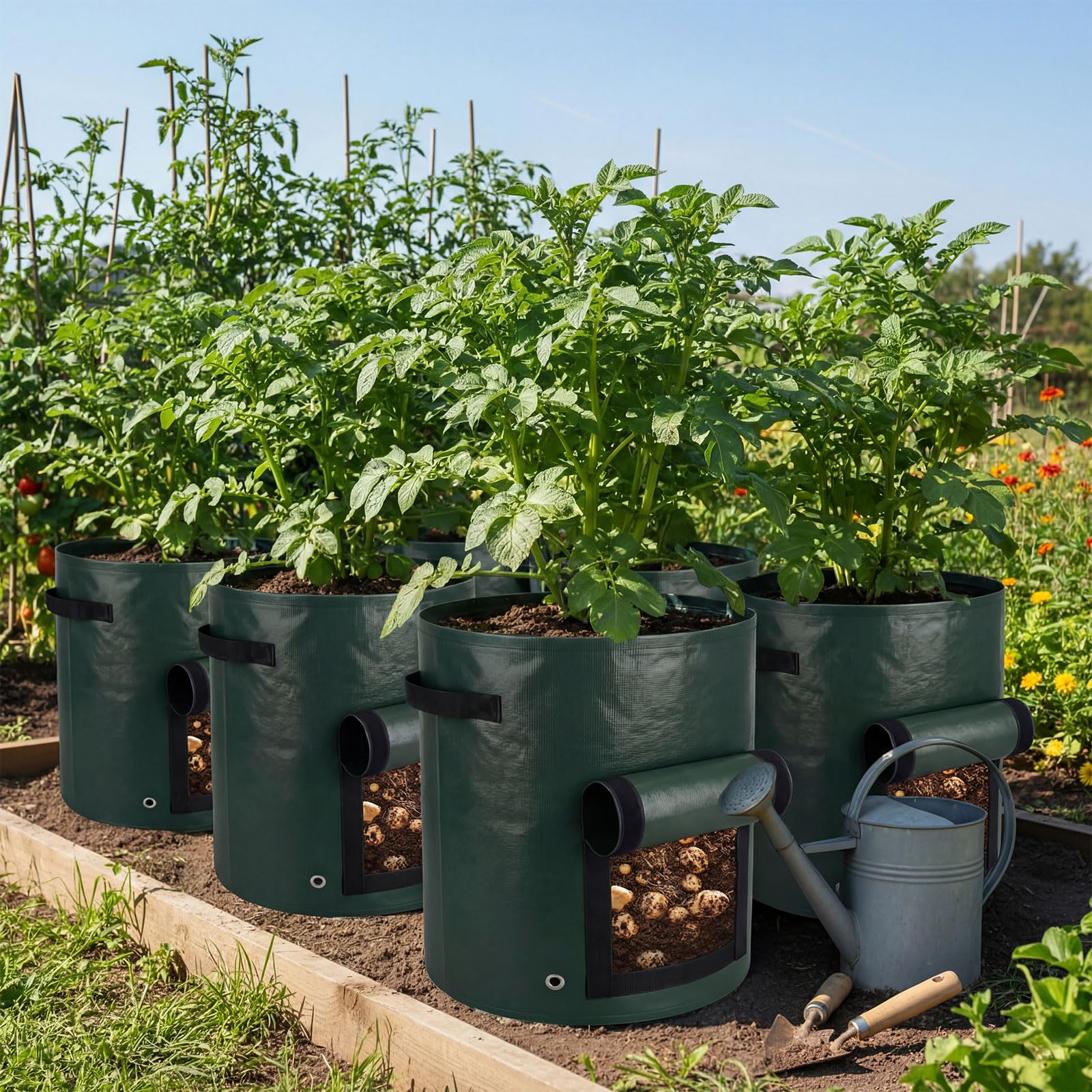 Ferrochef grow bag beside a ruler showing 15.75x23.62 inch scale benefit