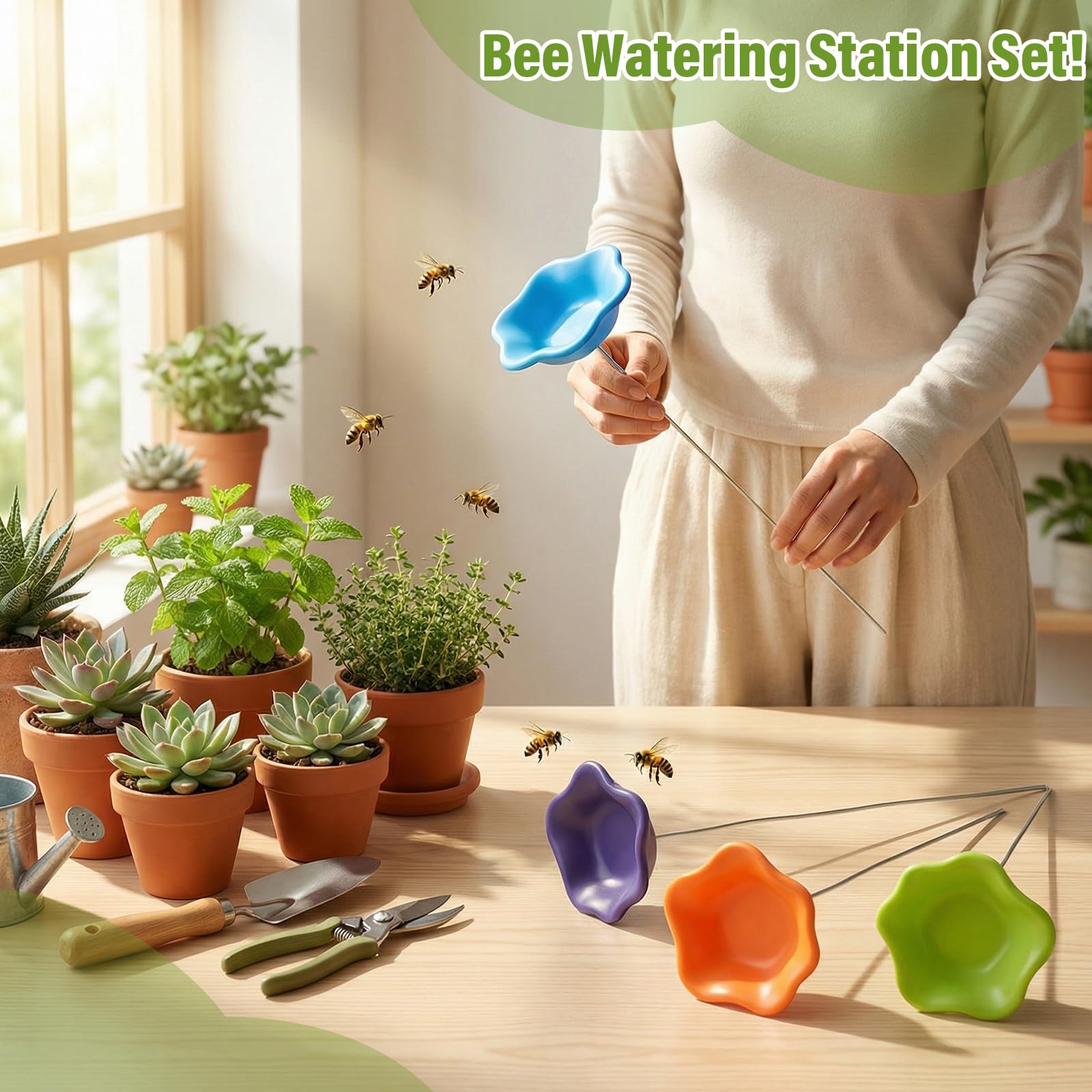 Ferrochef stake installed in a flower pot providing accessible water