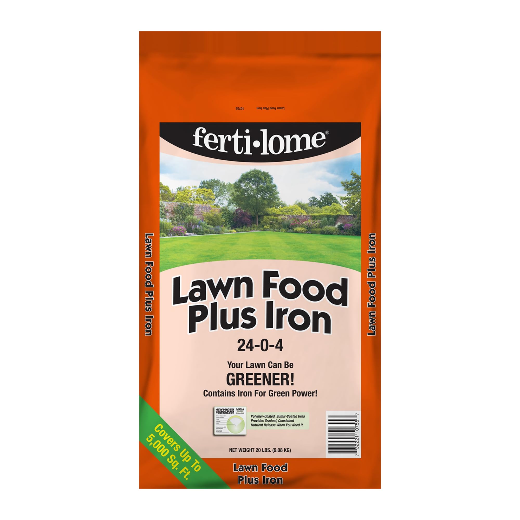 ferti-lome front packaging showing 20 lb bag and fast greening benefit