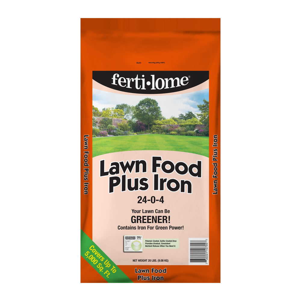ferti-lome front packaging showing 20 lb bag and fast greening benefit