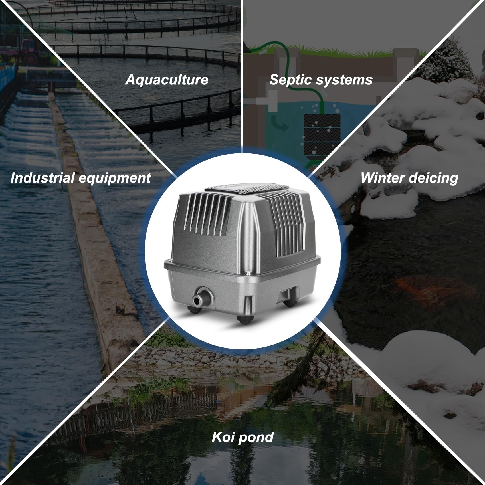 FERUERW aerator installed at backyard pond improving water movement benefit