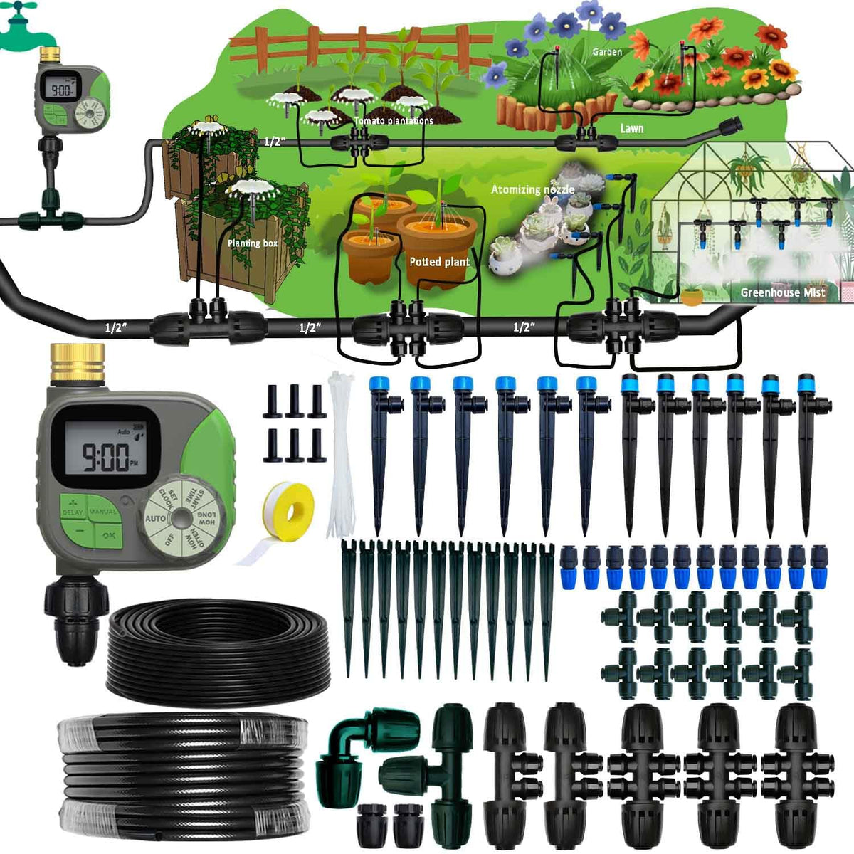 FesmTek controller and hoses front view showing complete kit benefits