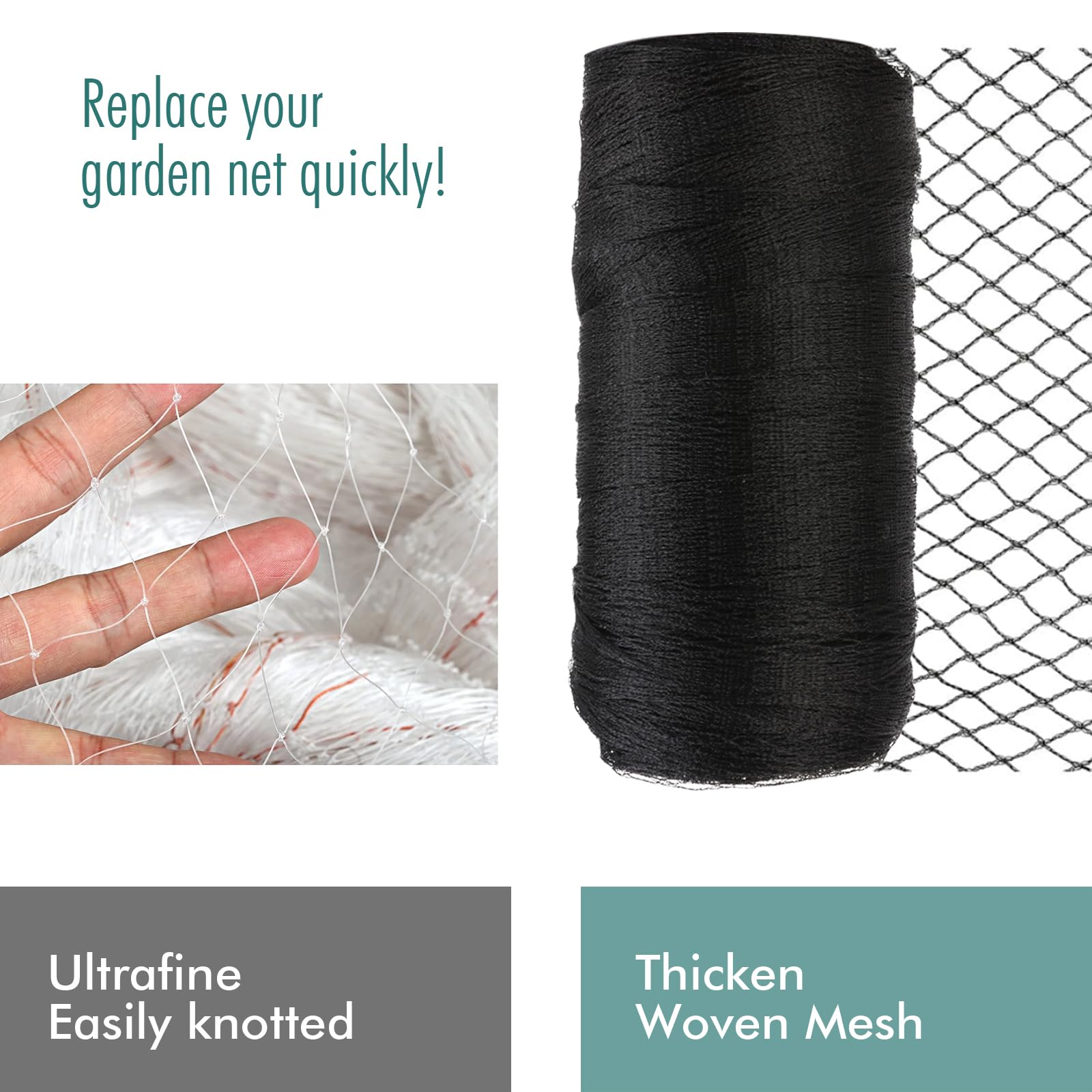 Fetanten net used in a garden setting protecting trees and vegetable beds
