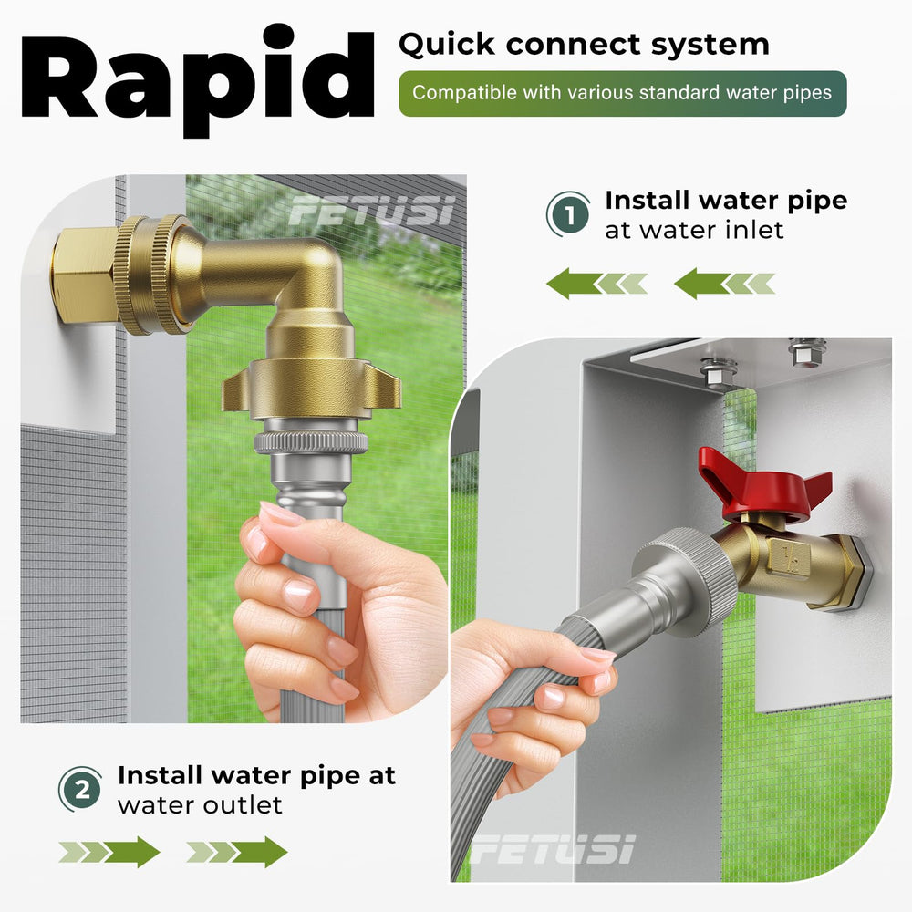 FETUSI kit installed on a patio door illustrating practical outdoor water use