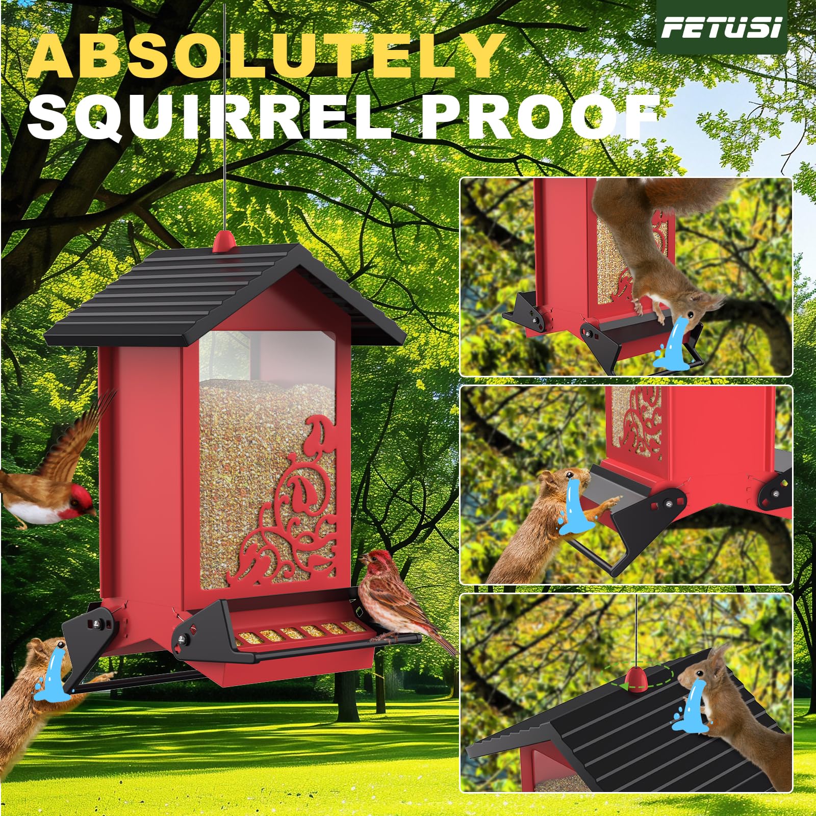 FETUSI top lid fastener detail demonstrating secure closure and preventing squirrels from opening lid