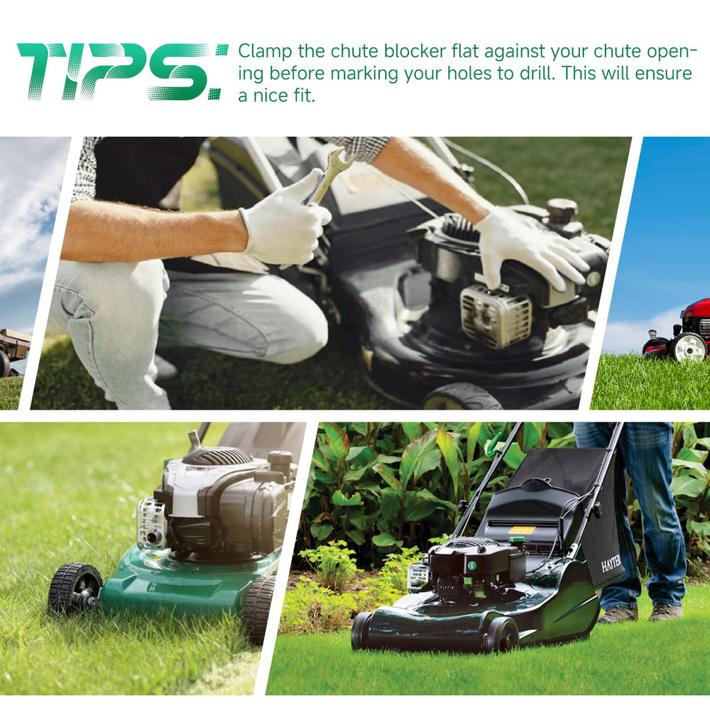 Fexhull in use on mower protecting flowerbed from clippings