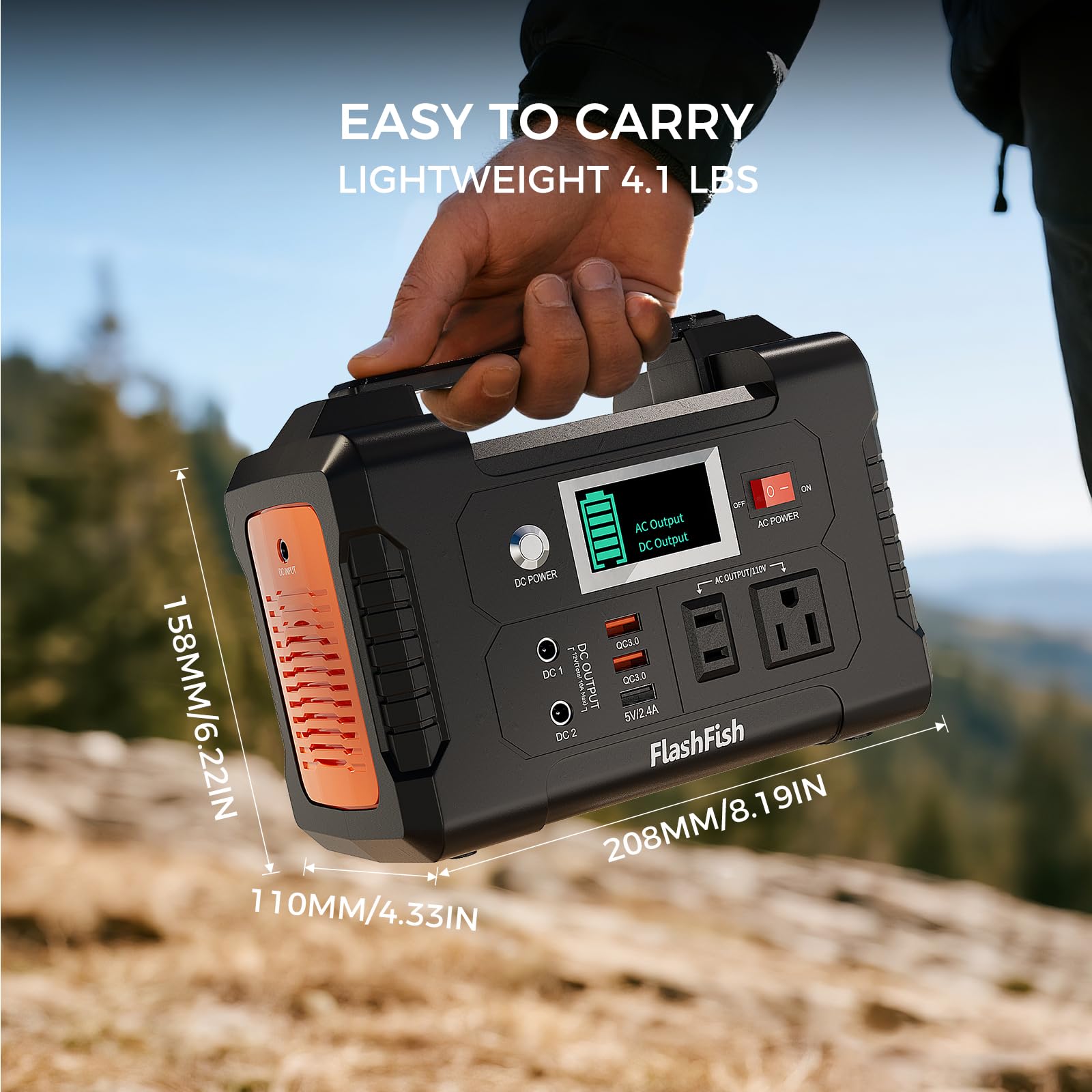 FF FLASHFISH next to backpack showing compact size and portability