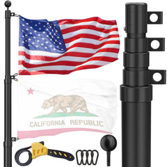 FFILY 25 FT flag pole full height showing stable display benefit