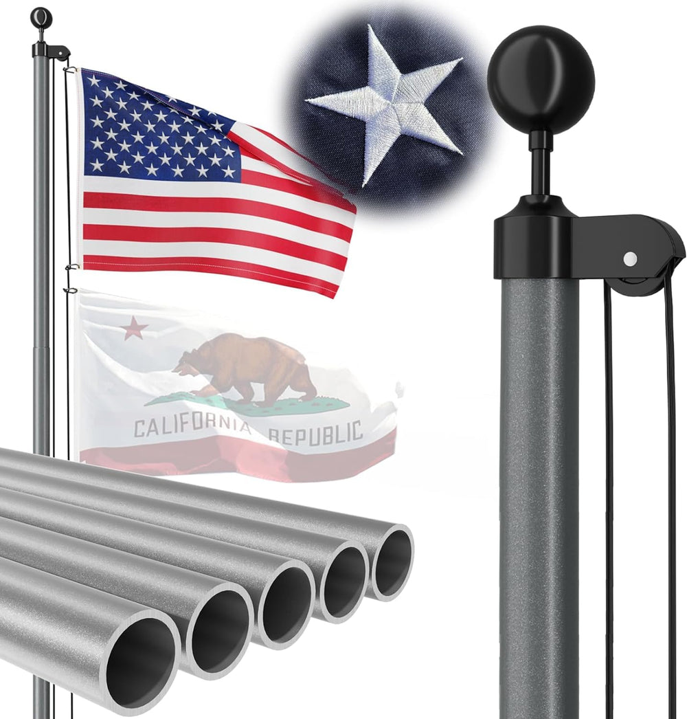 FFILY front view of 20 ft pole showing tall gray finish and durable stance
