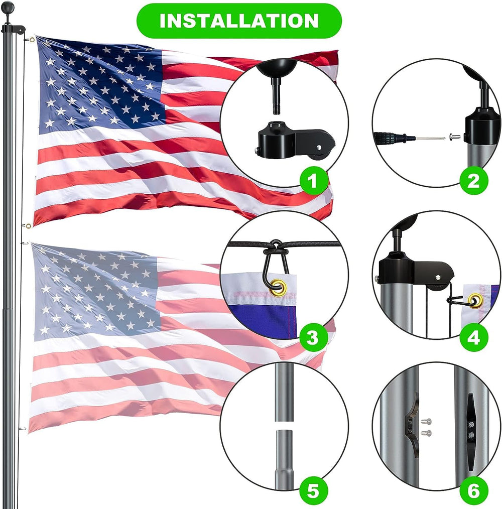 FFILY flag pole installed in yard showing weather-resistance and curb appeal benefit