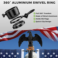 FFILY metal swivel ring close-up demonstrating smooth 360-degree rotation benefit