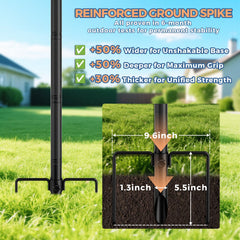 FFILY reinforced three-prong ground anchor showing wide base for stable hold