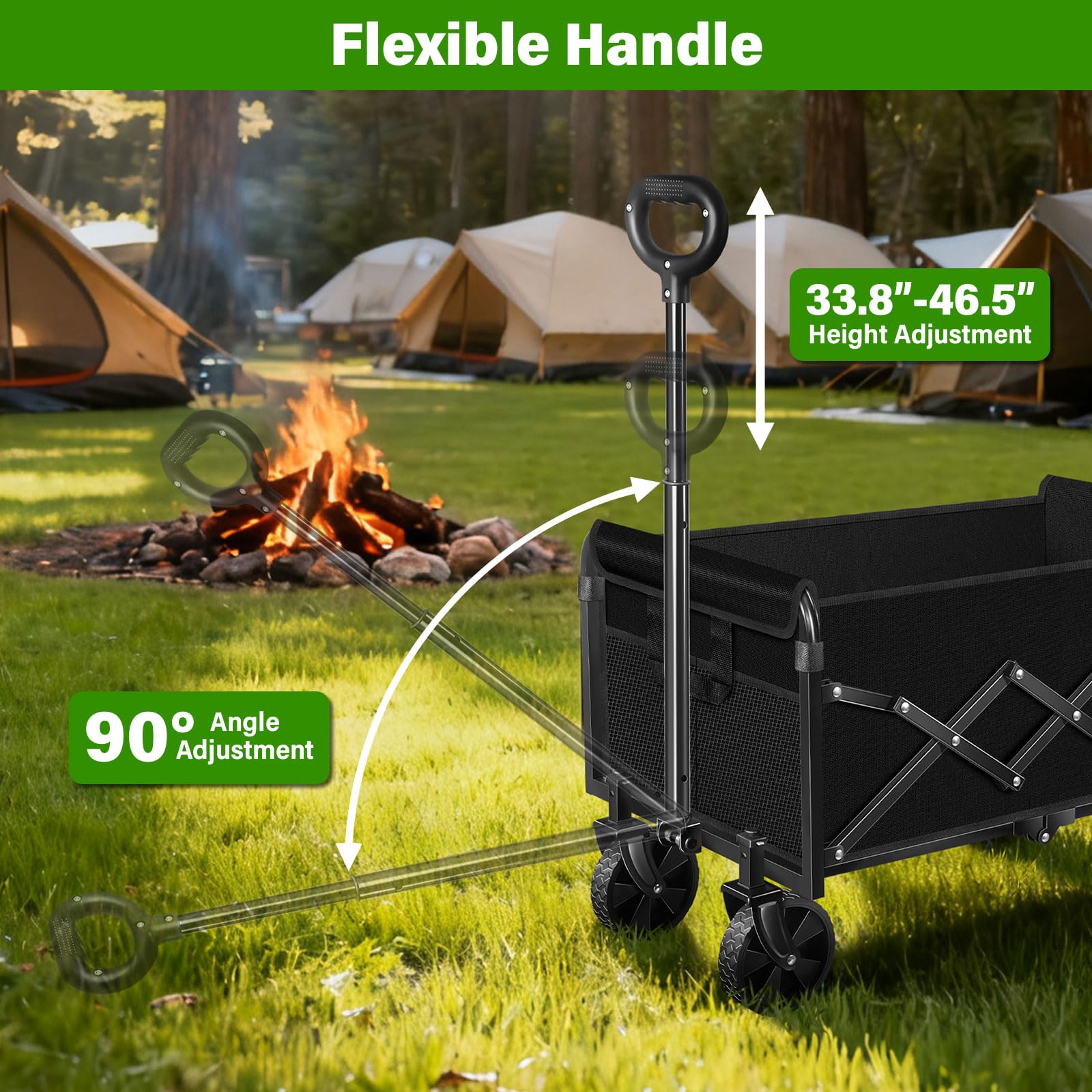 FFQ adjustable telescoping handle for comfortable pushing and pulling