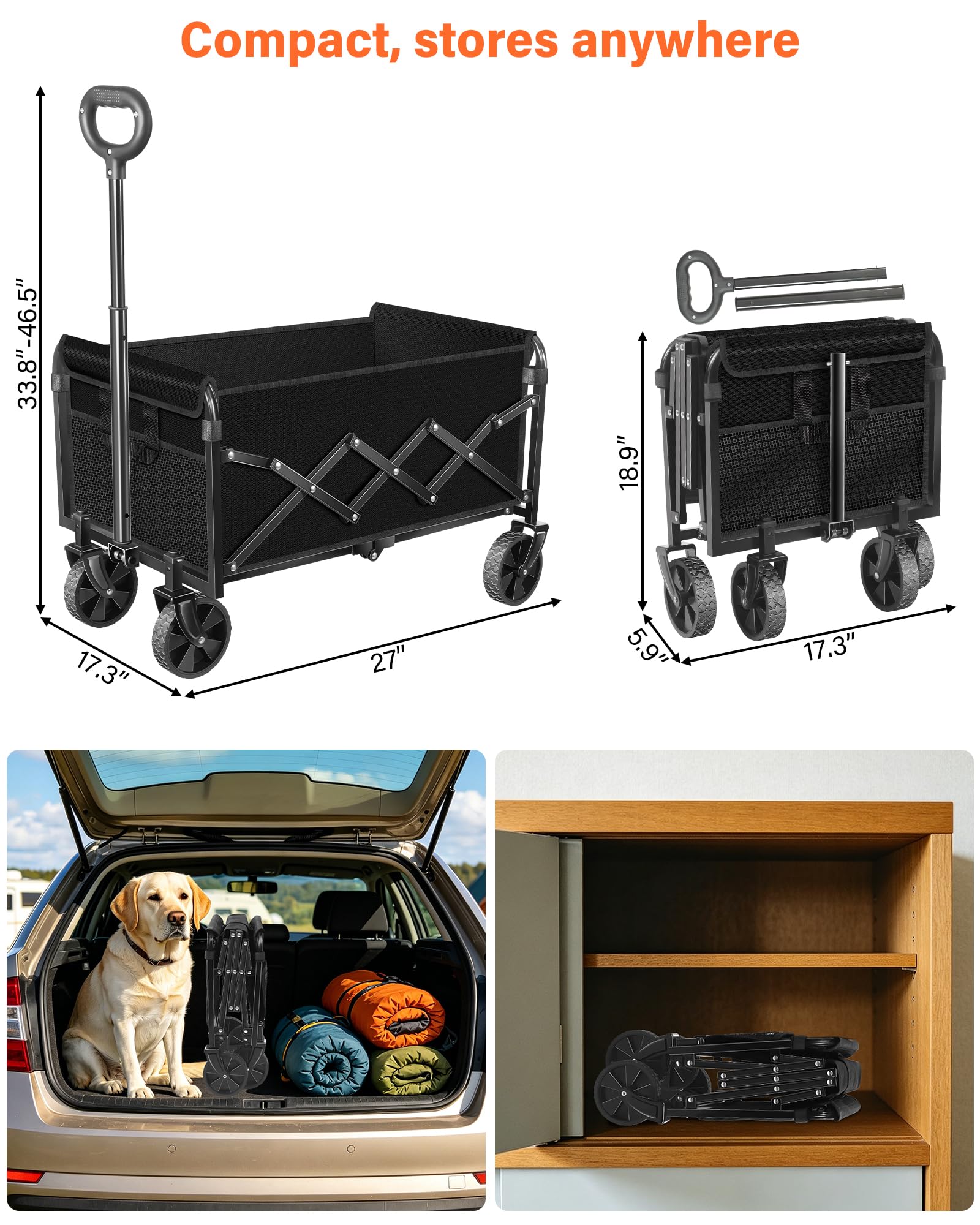 FFQ wagon mango ergonómico para tirar sin esfuerzo y mejor control
