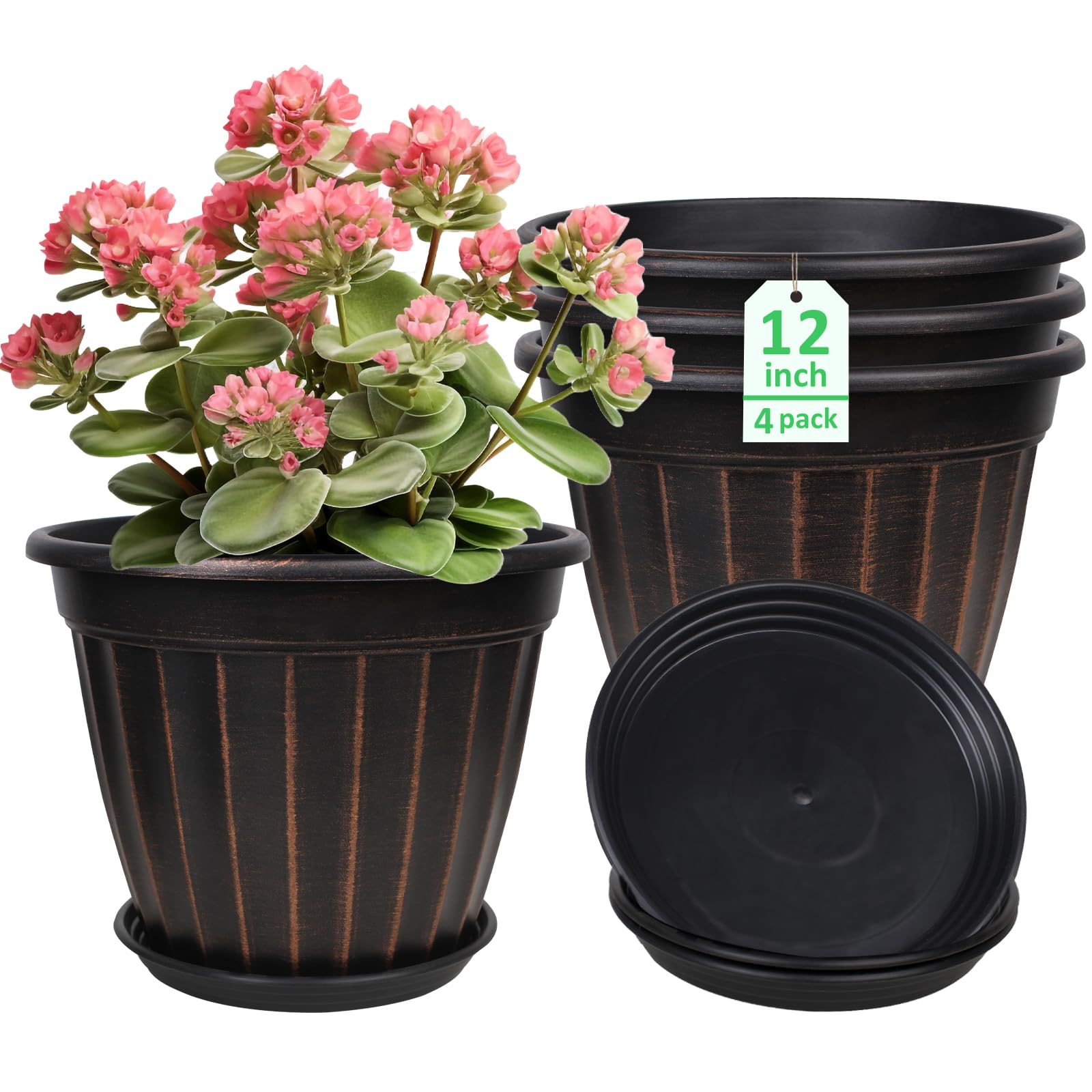 FGstyle front view of four 12 inch tall planters showing modern look and convenience