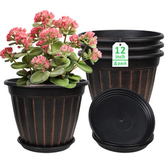 FGstyle front view of four 12 inch tall planters showing modern look and convenience