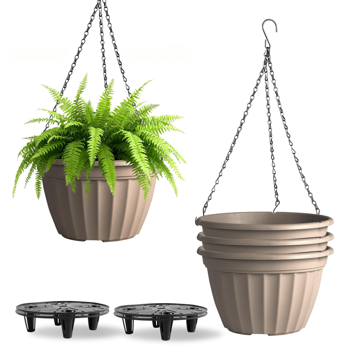 FGstyle front view of four hanging planters showing modern design and curb appeal