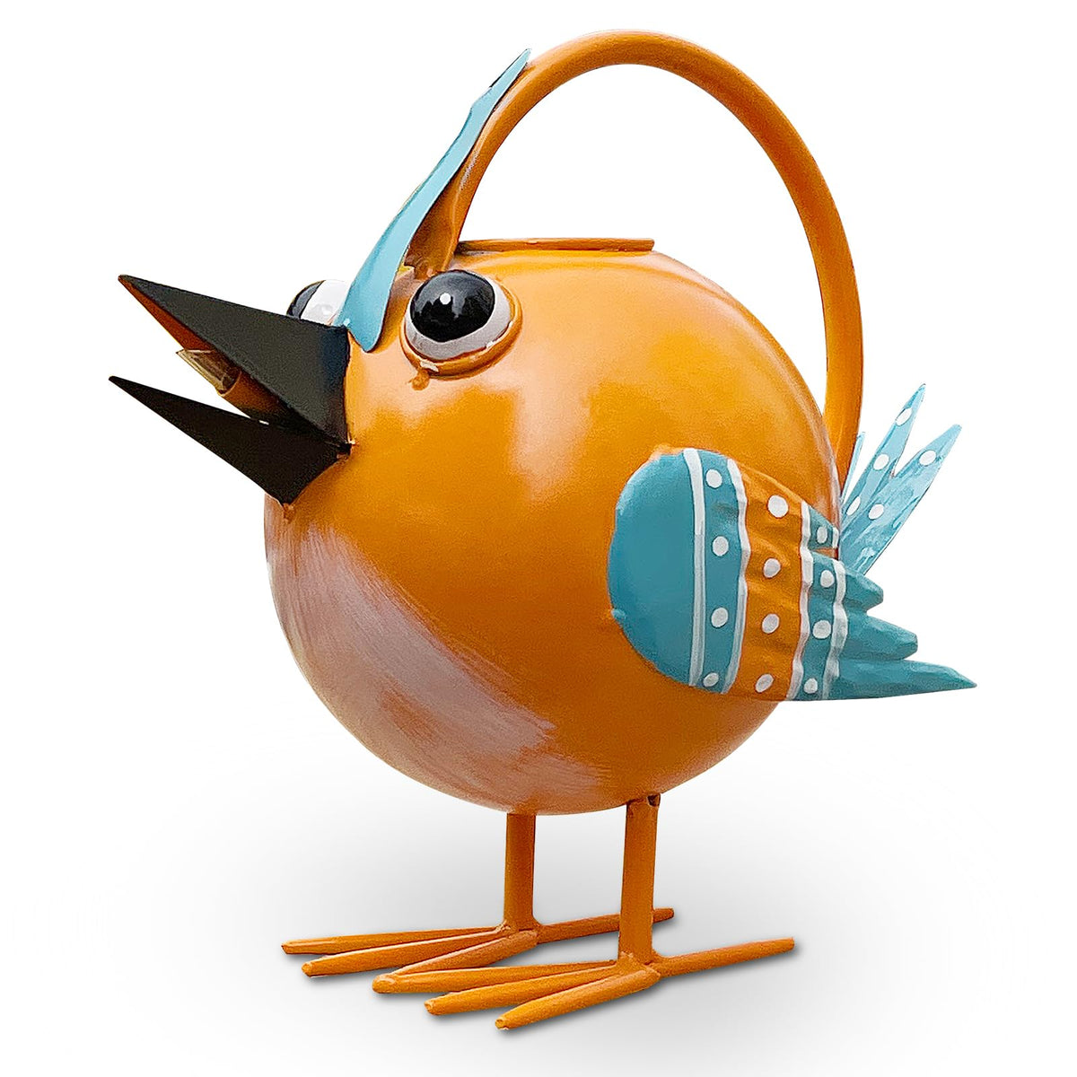 FGYPYLFF bird watering can front view showing decorative design and durable metal body