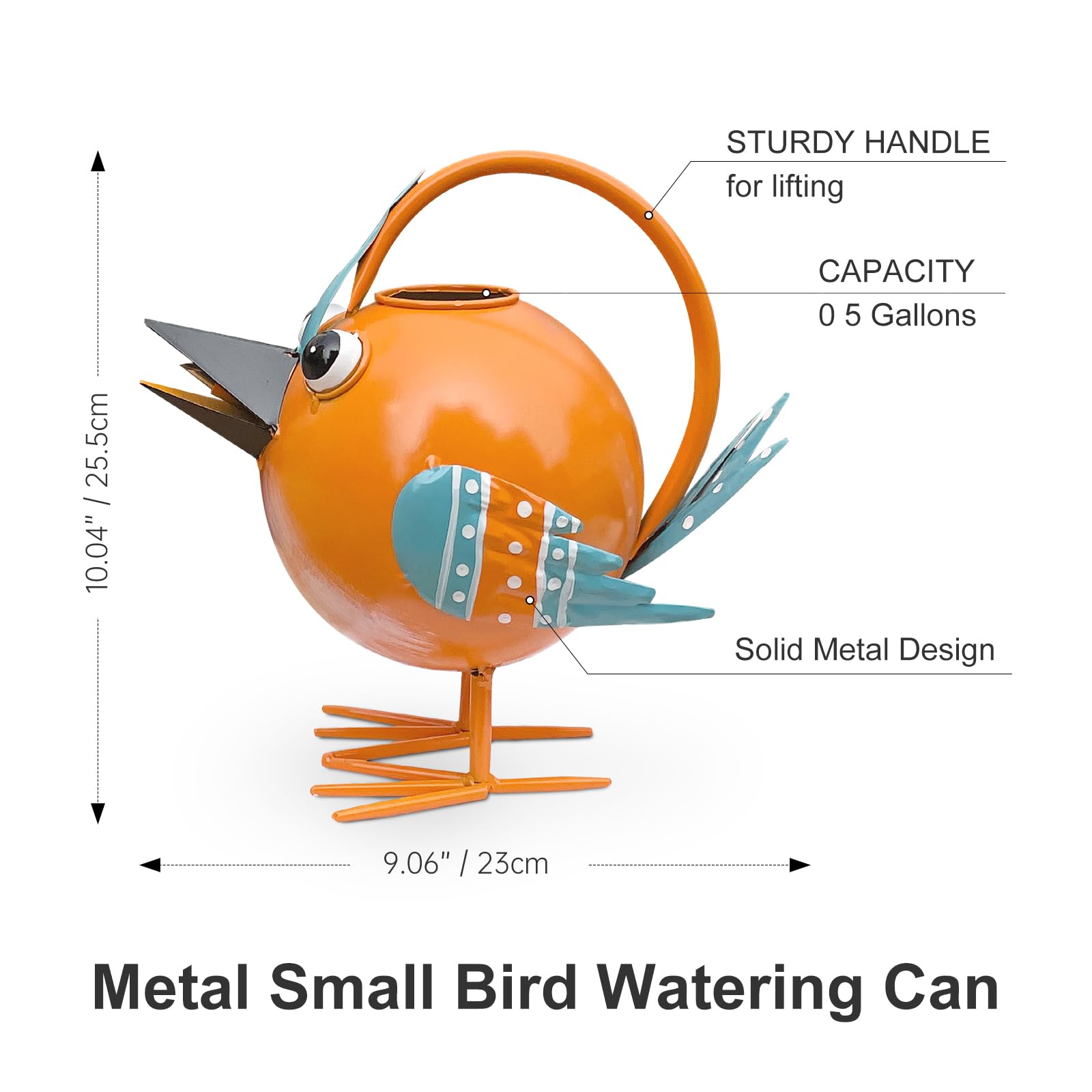 FGYPYLFF bird watering can side profile highlighting shape and rust-resistant finish