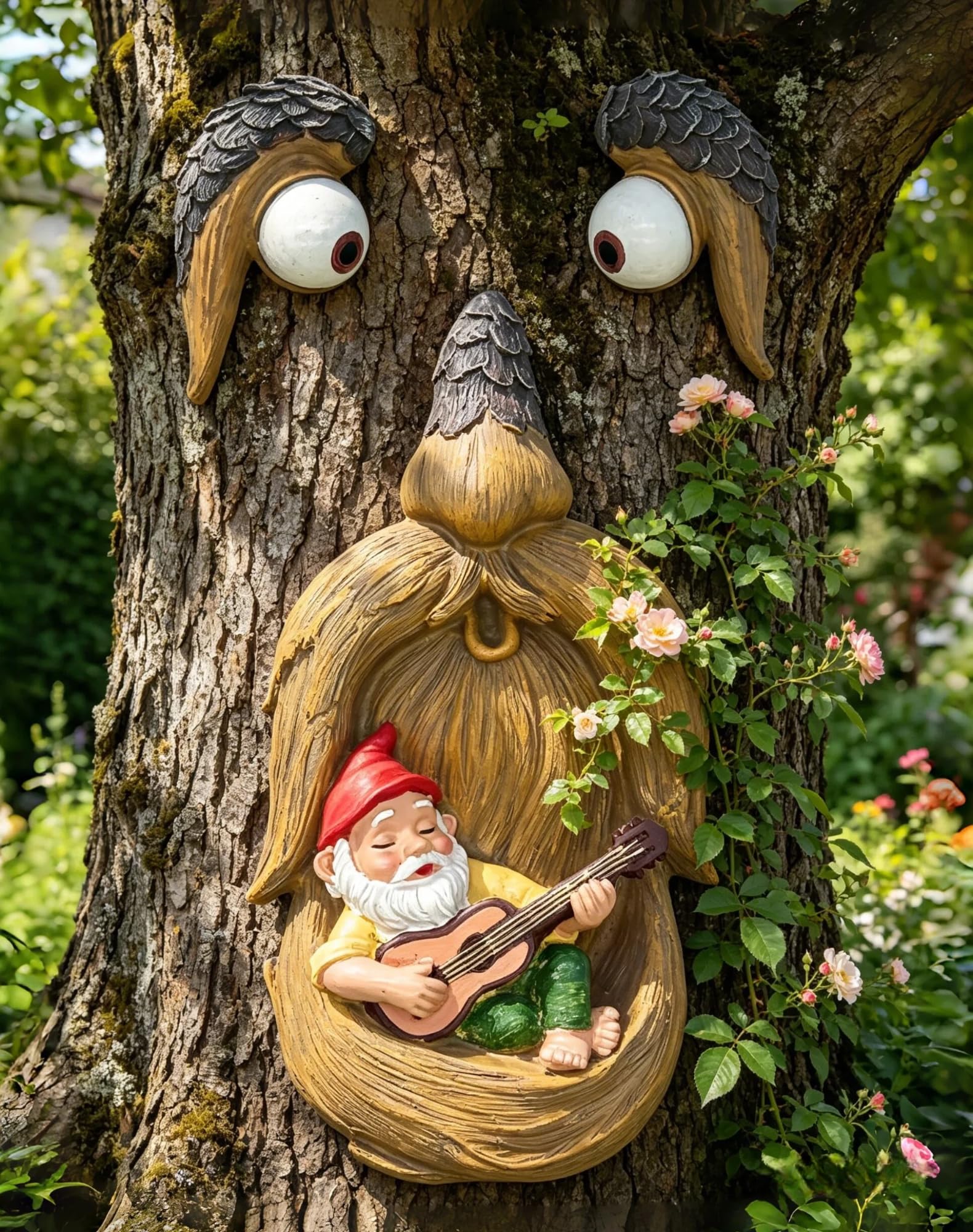 FHNQRQN front view showing cheerful gnome face and vibrant color for garden charm