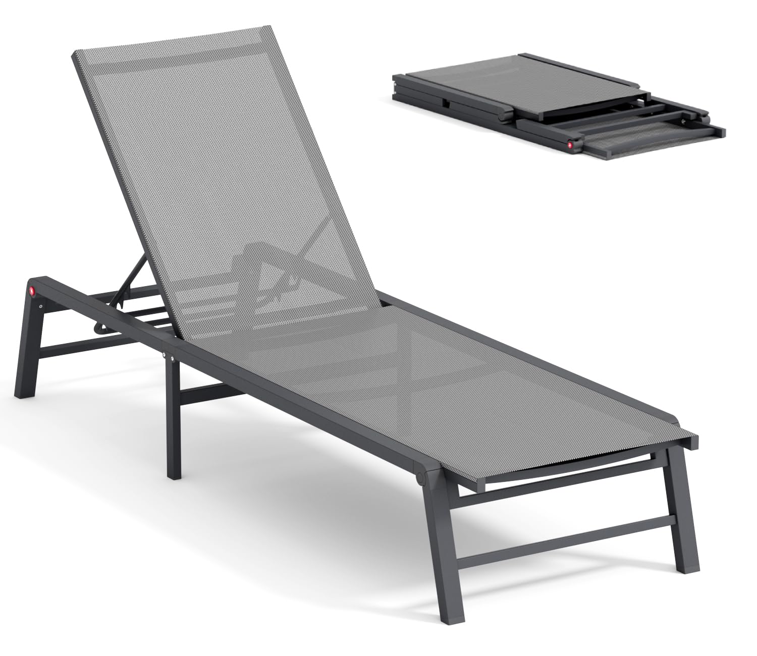 FHVIT chaise front view showing grey frame and modern outdoor appeal
