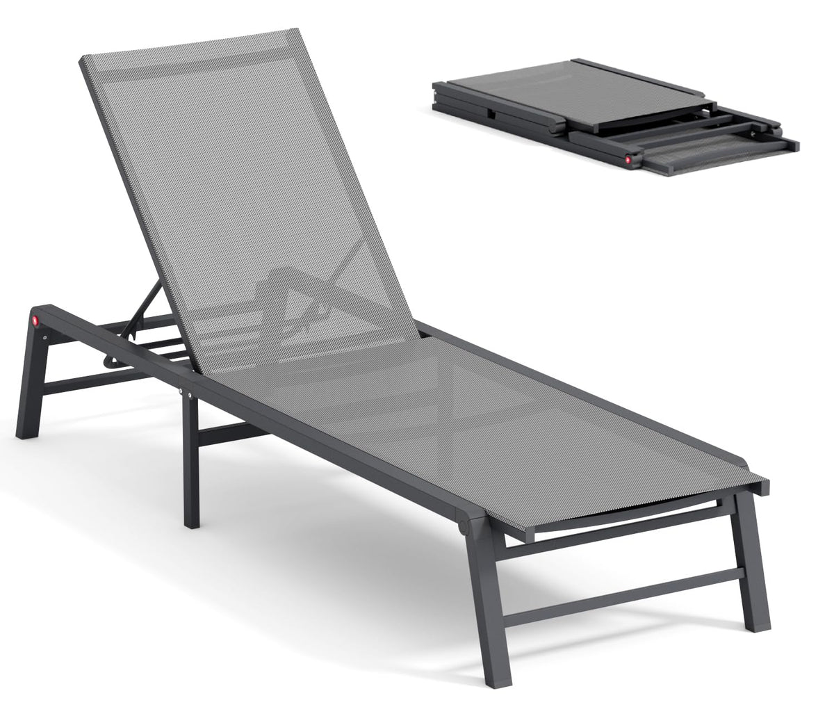 FHVIT chaise front view showing grey frame and modern outdoor appeal