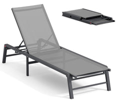 FHVIT chaise front view showing grey frame and modern outdoor appeal