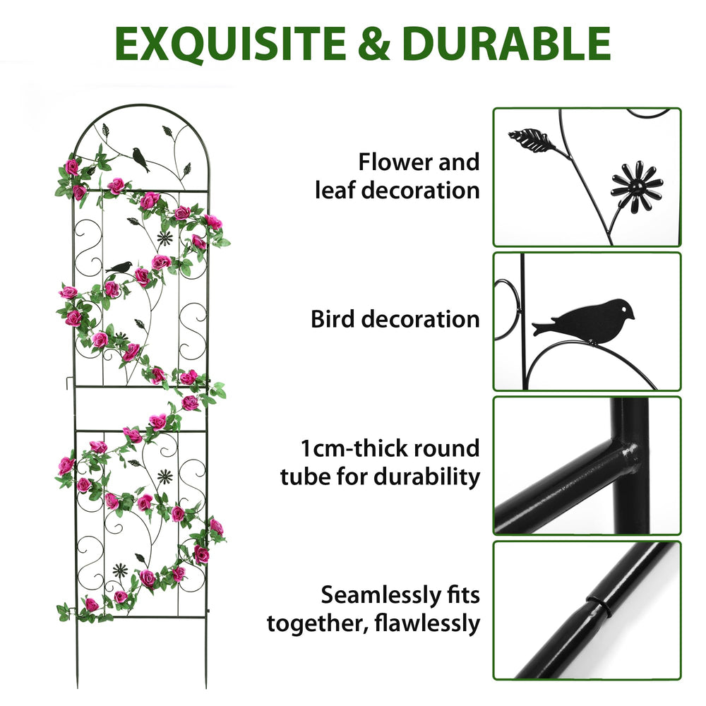 FHWTY trellis ground stakes in soil showing secure anchoring and stability benefit