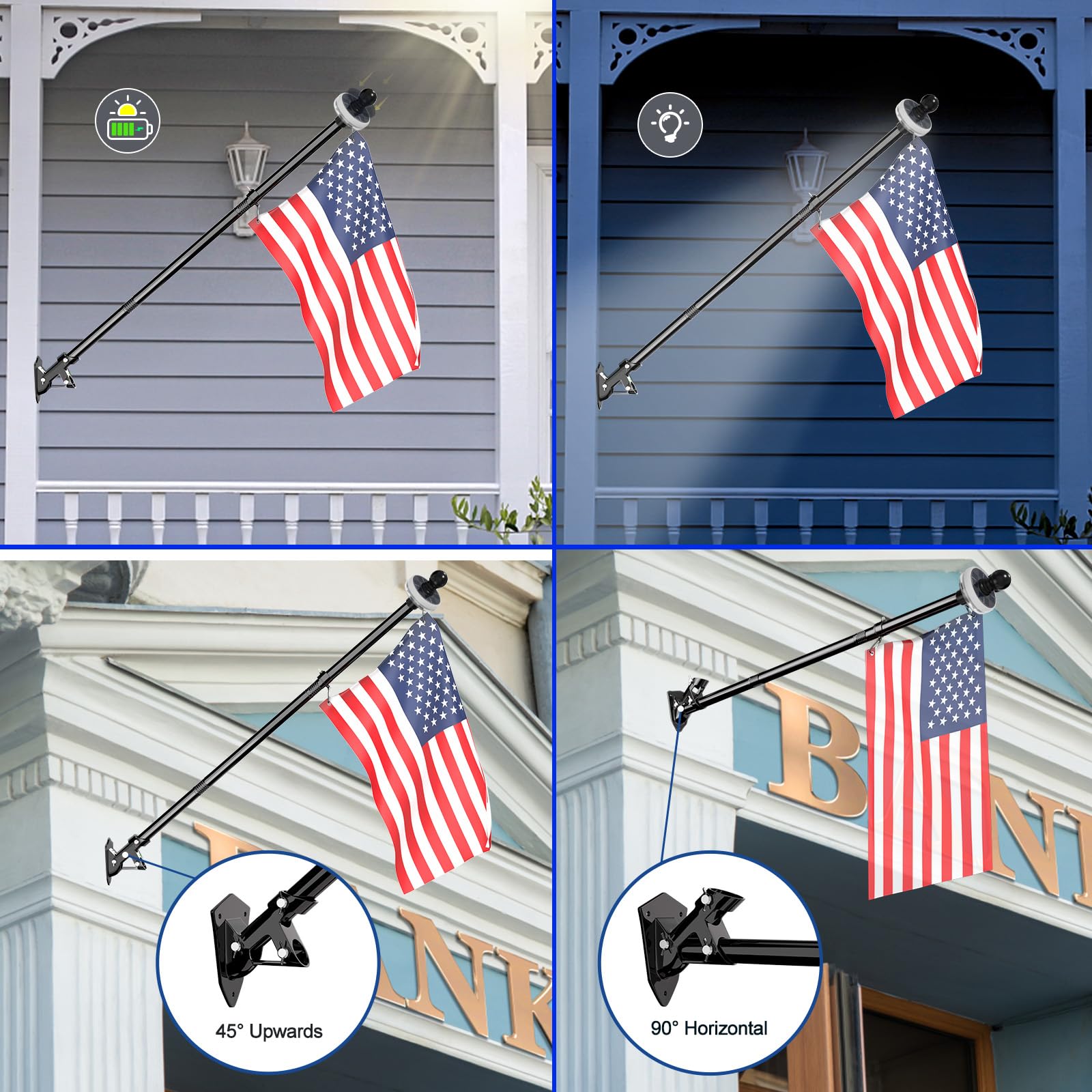 FIASON flag mounted on porch showing polished look and curb appeal