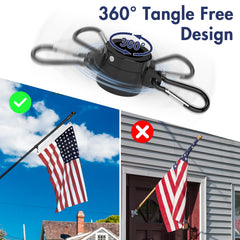 FIASON rotating ring and carabiners detail preventing flag tangling and easing attachment