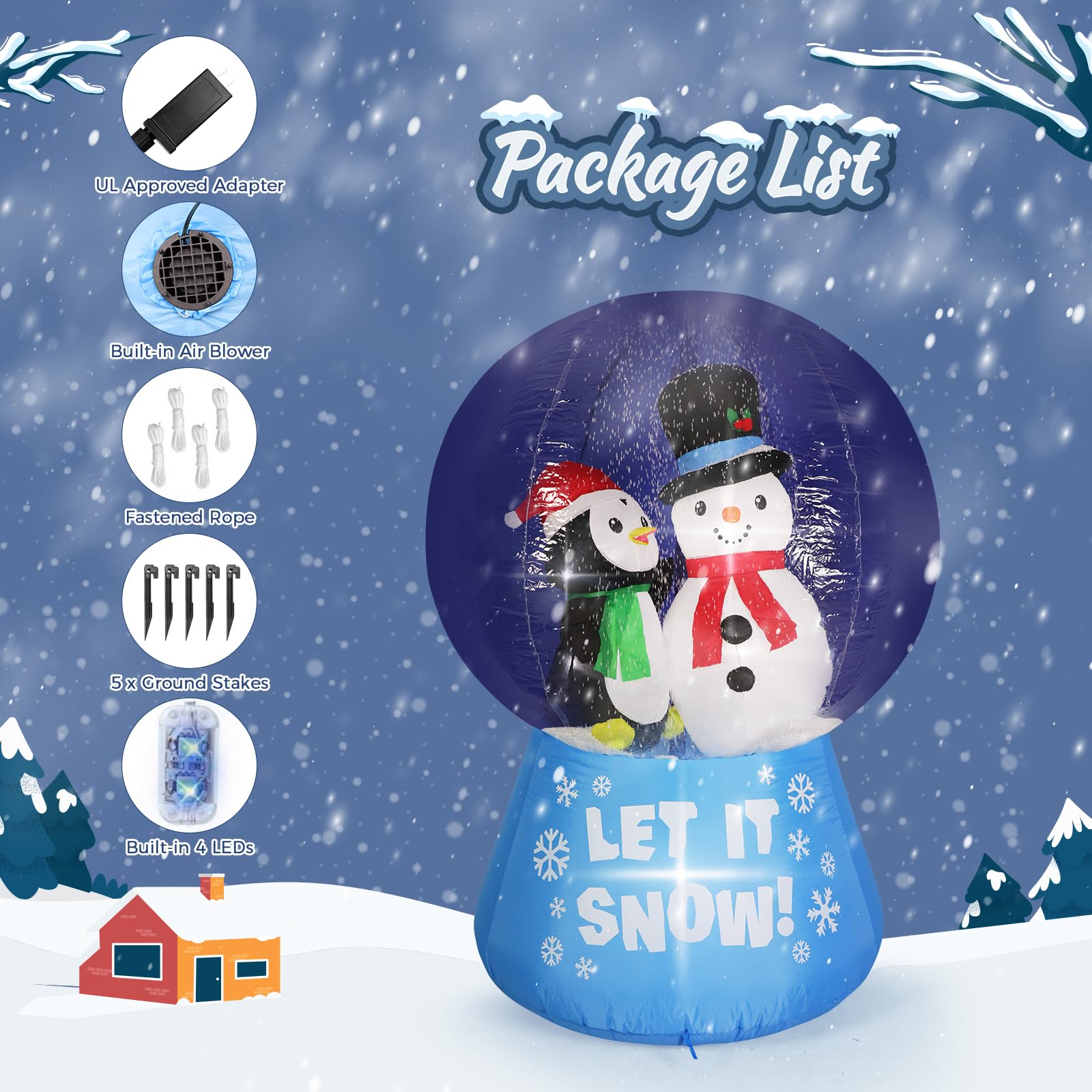 Fiaygro snow globe ground stakes and tethers demonstrating secure anchoring