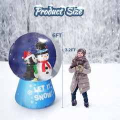 Fiaygro snow globe close-up of snowman and penguin figures, joyful detail