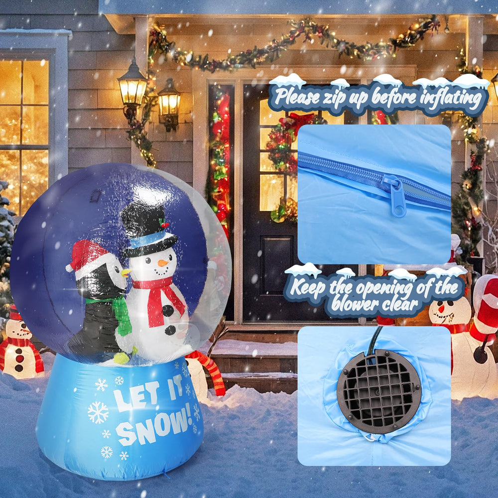 Fiaygro snow globe blower and airflow system for continuous snowfall effect