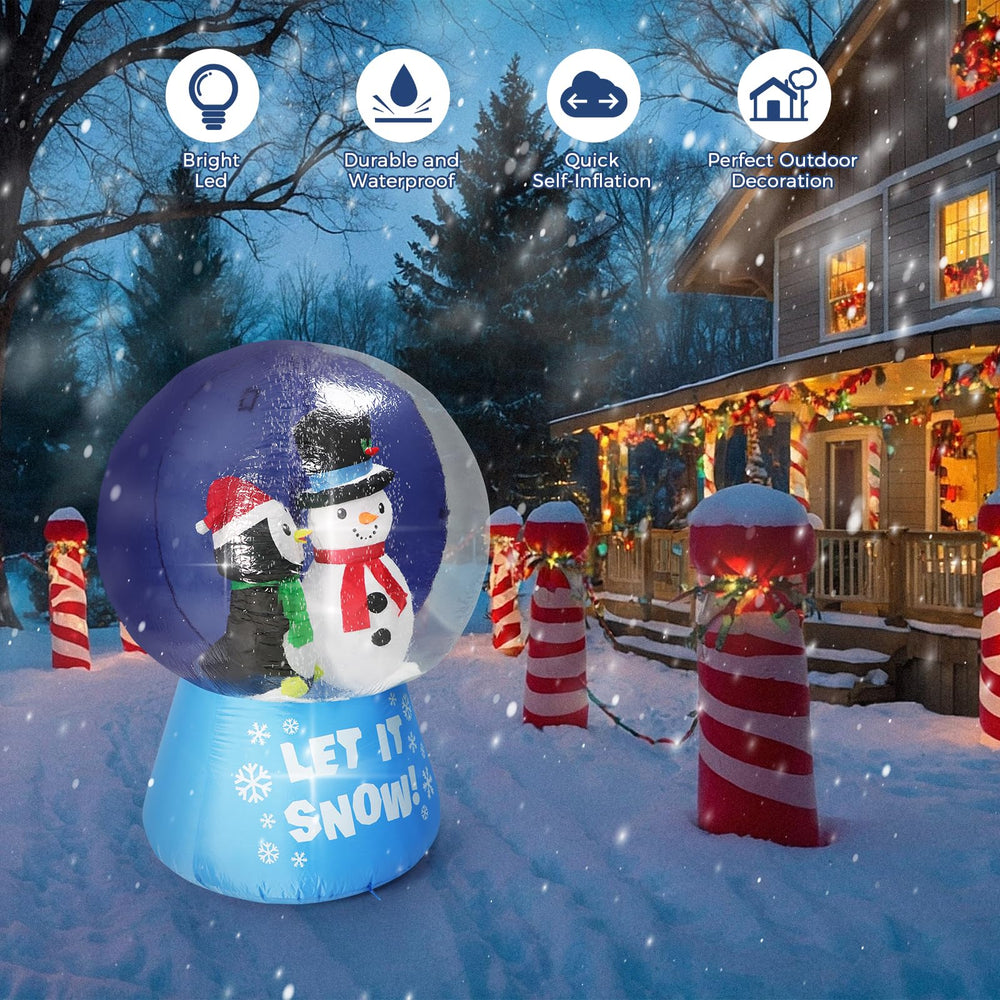 Fiaygro snow globe illuminated at night with LEDs for bright visibility
