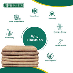 FIBEUSION burlap sack covering shrub for winter protection benefit