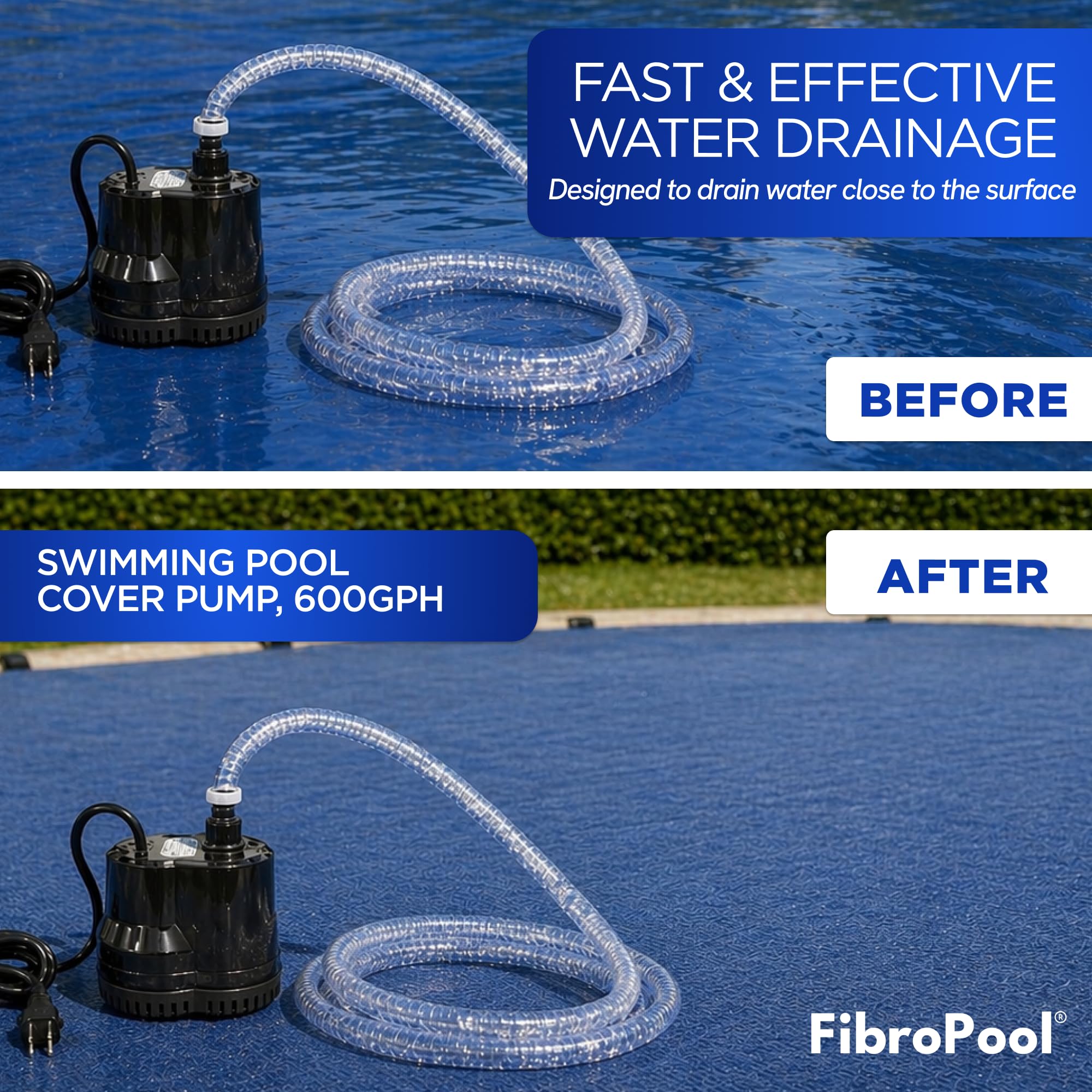 FibroPool close-up of ABS motor housing showing durable lightweight construction advantage