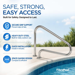FibroPool close-up of polished stainless finish highlighting corrosion resistance