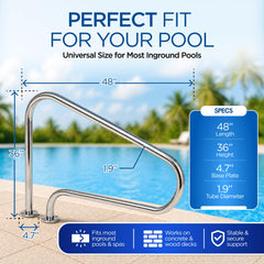 FibroPool handrail mounted on concrete deck demonstrating secure installation