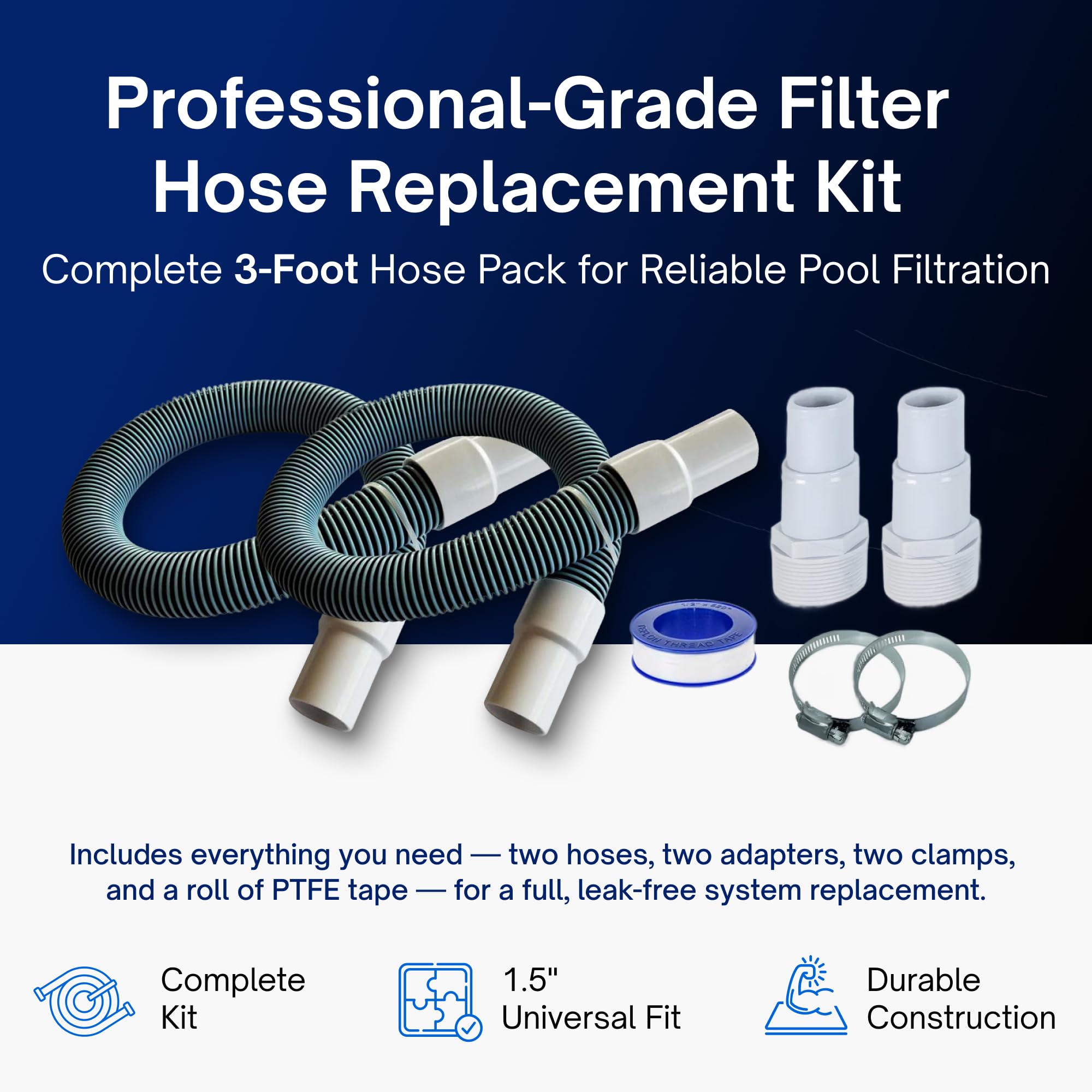 FibroPool close-up of spiral-wound hose tubes showing reinforced strength and kink resistance