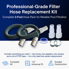 FibroPool close-up of spiral-wound hose tubes showing reinforced strength and kink resistance