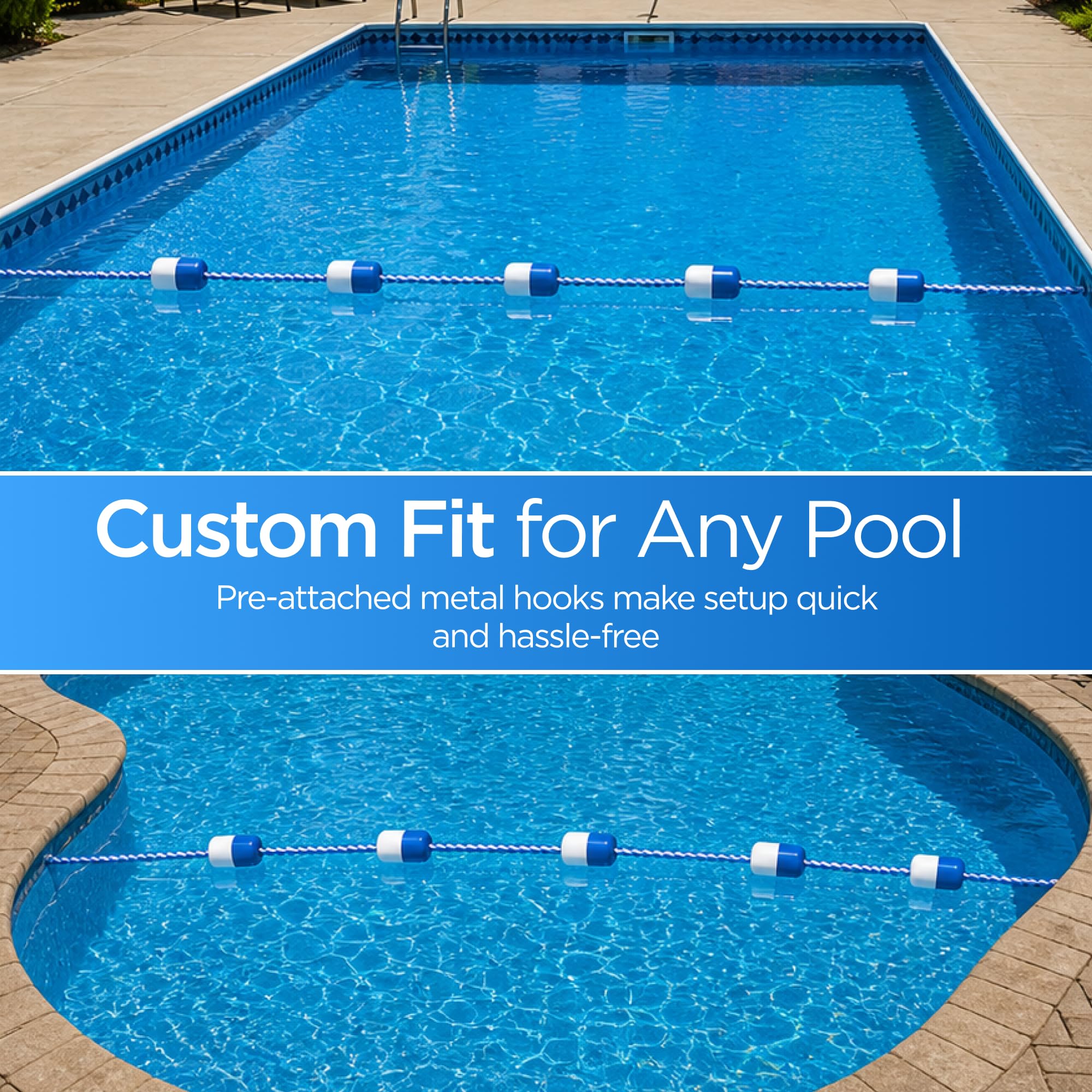 FibroPool floating lane divider in pool showing improved safety and visibility benefit