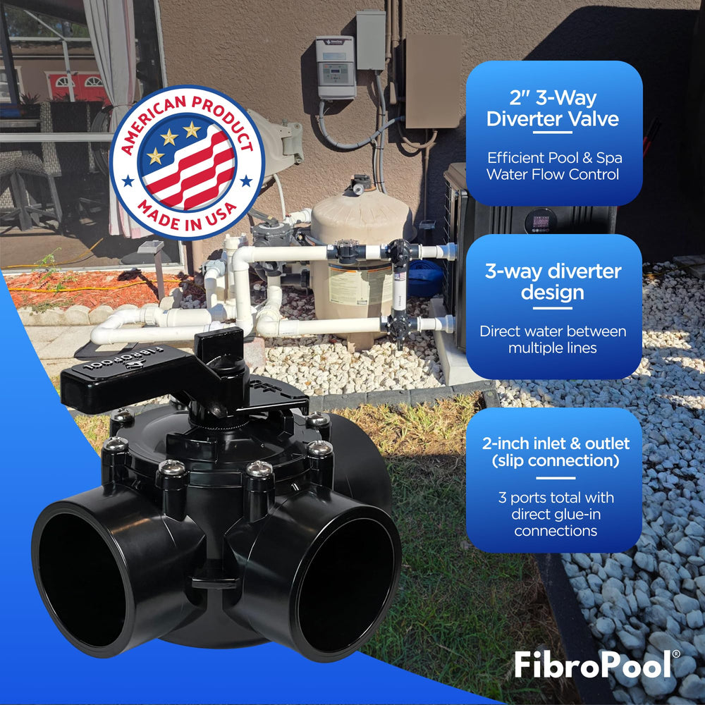 FibroPool valve in pool equipment bay highlighting professional installation and durability