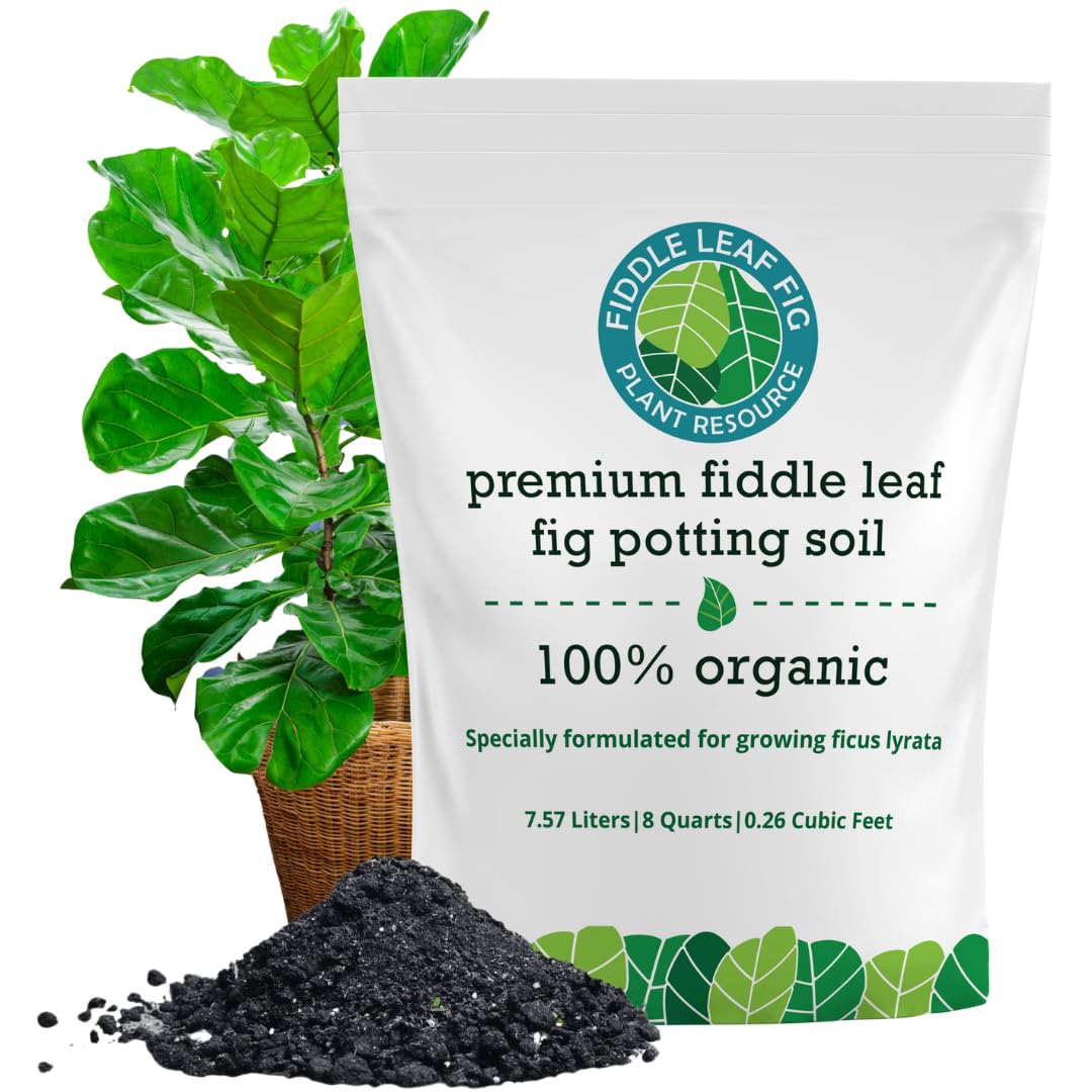 Fiddle Leaf Fig Plant Food front packaging showing size and organic label benefits