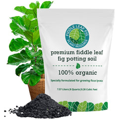 Fiddle Leaf Fig Plant Food front packaging showing size and organic label benefits