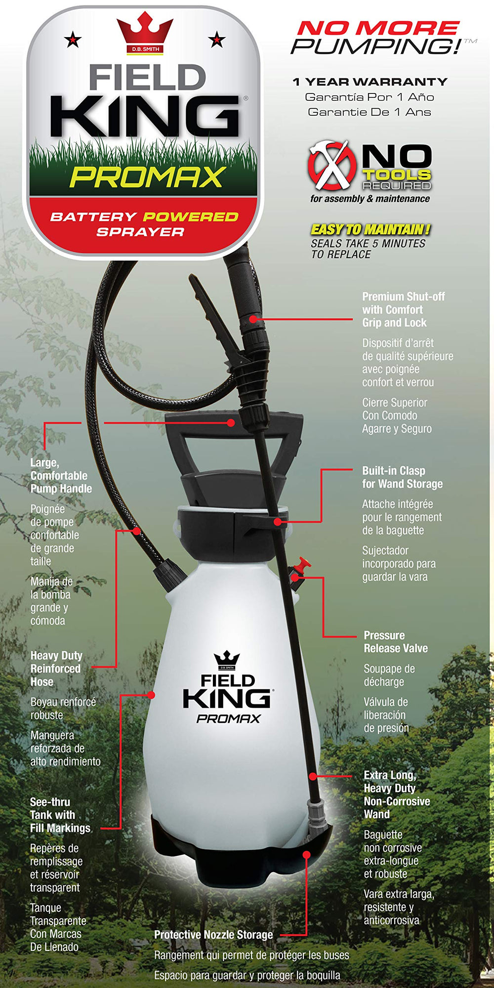 Field King pressure release valve visible, enabling safe depressurization benefit