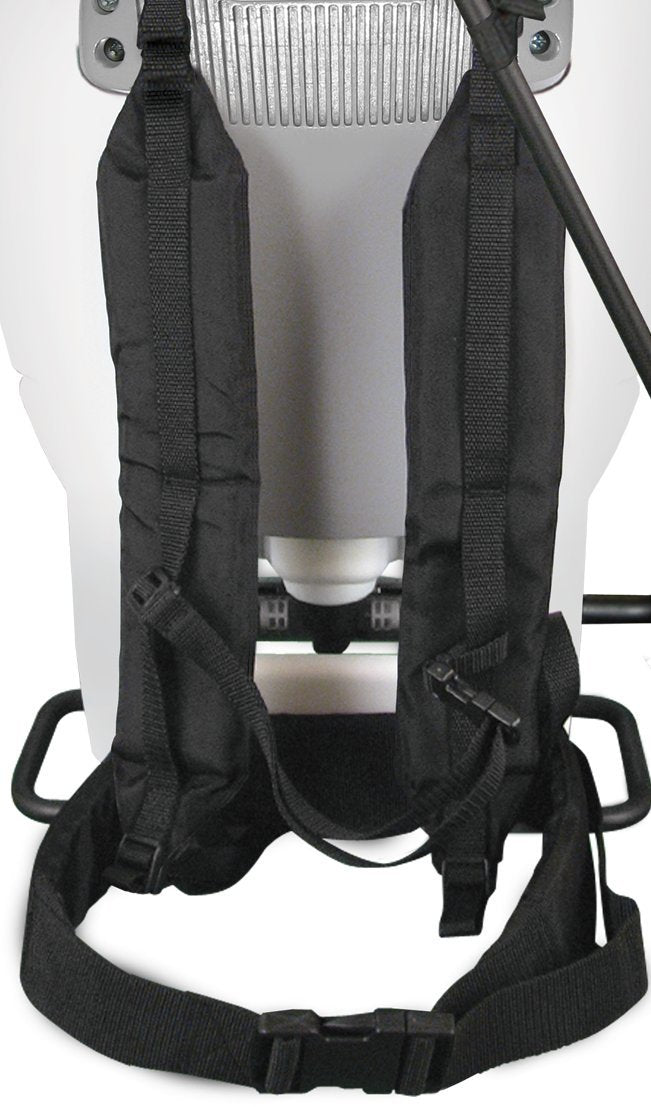 Field King worn by operator in garden showing ergonomic straps and hands-free mobility